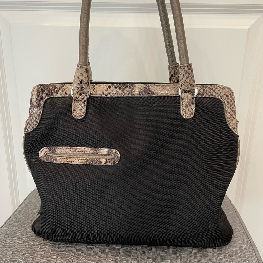 Brighton Python Trimmed Nylon Canvas Shoulder Bag… - image 6